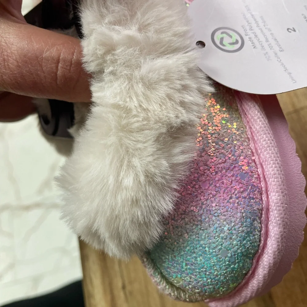 Sparkly Multicolor Baby Booties with Faux‎ Fur size 2 NWT - Picture 4 of 9